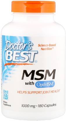 Doctor's Best MSM with OptiMSM, 1,000 mg, 180 Capsules