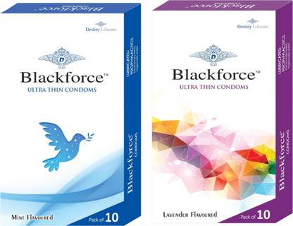 Black Force mint and lavender flavour condom for men Condom