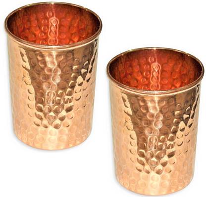 AKOSHA (Pack of 2) COPPER GLASS(350 ML)pack of 2 pcs Glass Water/Juice Glass
