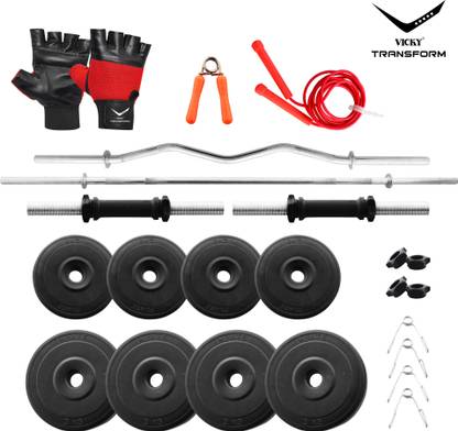 Vicky Transform 20 kg PVC 20 Kg Curl And Straight Rod Combo Home Gym Combo