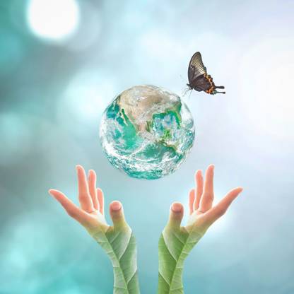 Earth day and go green sticker poster Paper Print