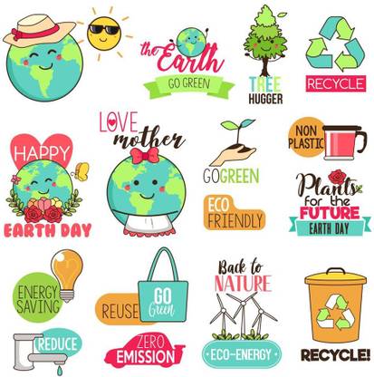 the earth go green sticker poster|save environment|NO plastic|save earth|size:12x18 inch|multicolor Paper Print