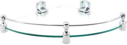 Sparkraze High Quality Heavy Plastic Nano Brackets Single Pipe 10"x10" Inch Round Glass Corner Glass Wall Shelf