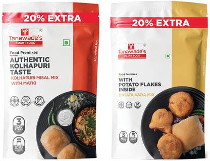 Tanawade's SMART FOOD Chatpata Combo-02, Instant Misal, Batata Vada Mix, 250 g