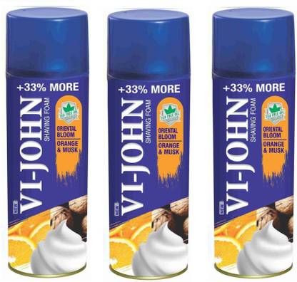 VI-JOHN SHAVING FOAM ORANGE MUSK 400 gm Each (Pack of 3)