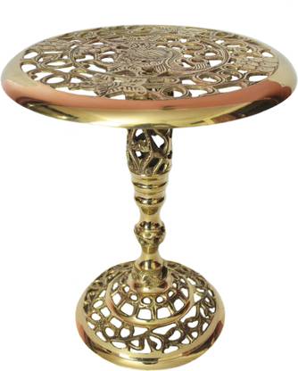 Tangerine Brass Round Table, Side Table, Corner Table -Height 17 inches Metal Side Table