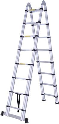 Smarty 5 Meter (2.5+2.5) Double Mag Hinge A Shape 16.5 Feet Telescopic Aluminium Ladder