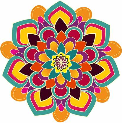 Aalam Designs 38 cm Diwali Special - Multicolored Rangoli Floor Sticker Self Adhesive Sticker