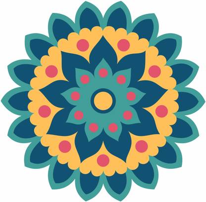 Aalam Designs 38 cm Diwali Special - Multicolored Rangoli Floor Sticker Self Adhesive Sticker