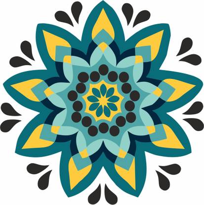 Aalam Designs 38 cm Diwali Special - Multicolored Rangoli Floor Sticker Self Adhesive Sticker