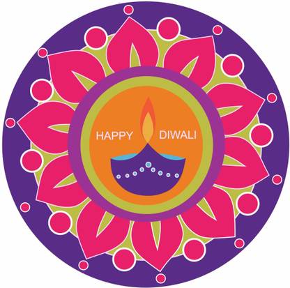 Aalam Designs 38 cm Diwali Special - Multicolored Rangoli Floor Sticker Self Adhesive Sticker