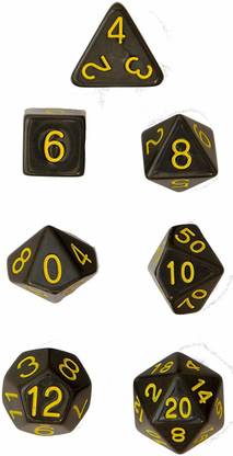 Role 4 Initiative Set of 7 Large High-Visibility Polyhedral Dice: Opaque Dark