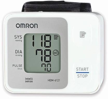 OMRON HEM-6121 Bp Monitor Fully Automatic Wrist Type HEM 6121 Fully Automatic Wrist Type Digital Blood Pressure Monitor With Intellisense Technology & Cuff Wrapping Guide For Most Accurate Measurement Bp Monitor