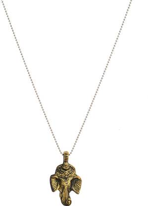 MissMister Antique Gold finish Ganpati Ganesh Vinayak ancient Harappan era inspired chain pendant necklace for Men and women Yellow Gold Brass Pendant Gold-plated Brass