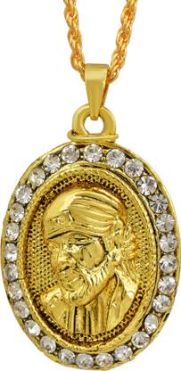Dzinetrendz Gold-plated Cubic Zirconia Brass Pendant Set