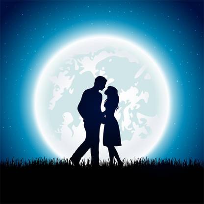 couple with Moon |moon quotes Paper Print