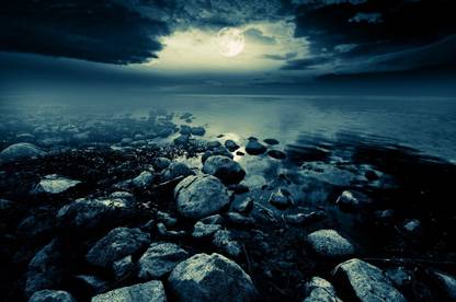 Beautiful full moon reflecting |moon quotes Paper Print