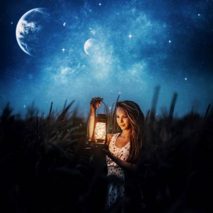 attcartive girl |moon quotes Paper Print