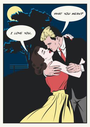 i love you with couple |moon quotes Paper Print