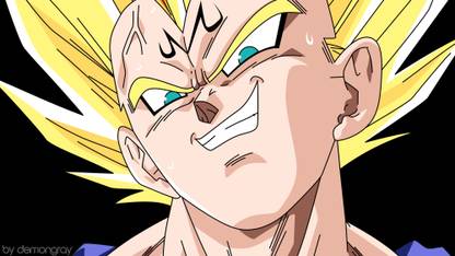 majin vegeta smiling poster|dragon ball z poster|anime poster|size:12x18 inch|multicolor Paper Print