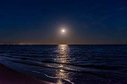 Full Moon on the sea |moon quotes|wall poster|romantic poster|moon poster Paper Print