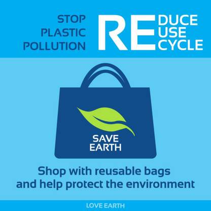 reduce reuse recycle |save environment|NO plastic|save earth|size:12x18 inch|multicolor Paper Print