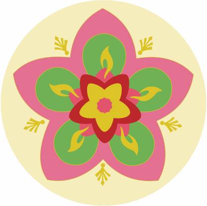 Aalam Designs 38 cm Diwali Special - Multicolored Rangoli Floor Sticker Self Adhesive Sticker