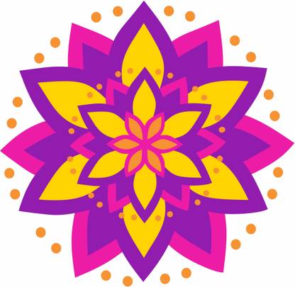Aalam Designs 38 cm Diwali Special - Multicolored Rangoli Floor Sticker Self Adhesive Sticker