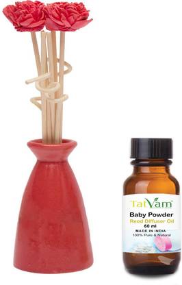 Tatvam Baby Powder Diffuser Set Baby Powder Reed Diffuser Oil - 60ml (Red)