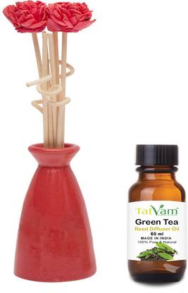 Tatvam Green Tea Diffuser Set Tea Reed Diffuser Oil - 60ml (Red)