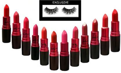 exclusive Eyelashes,Mac Lady Gaga Matte Finish Lipstick Set Of 12