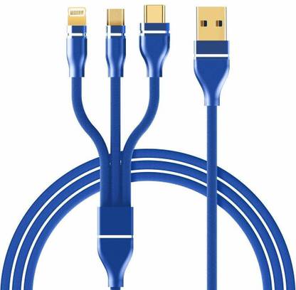 Mi Micro USB Cable 1 m 3 in 1 Nylon Charging Cable with Type C, iOS and Micro USB Connectors