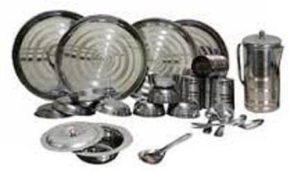 Bartan Bhandar Pack of 24 Steel dinner set of 24 Pcs Dinner Set