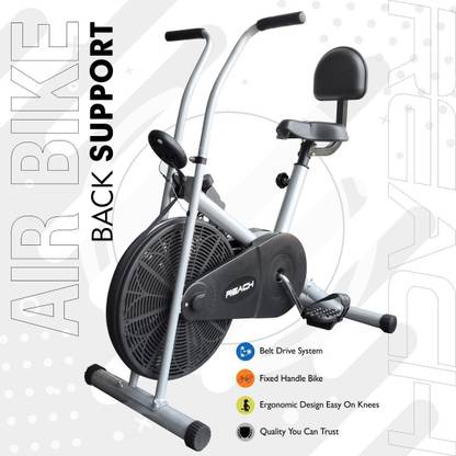 Reach AB-90BS Air Bike Exercise Fitness Cycle With Fixed Handles & Back Support For Home Upright Stationary Exercise Bike