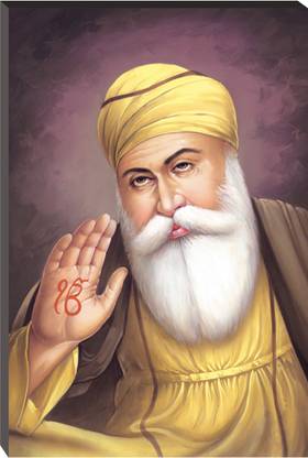 Masstone Guru Nanakji Sikh Religious Self Adhesive 6mm MDF Panel Painting Digital Reprint 18 inch x 12 inch Painting