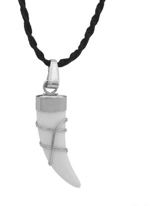 memoir Faux Ivory wired Elephant tooth design Fashion chain pendant Men Women Silver Ivory Pendant