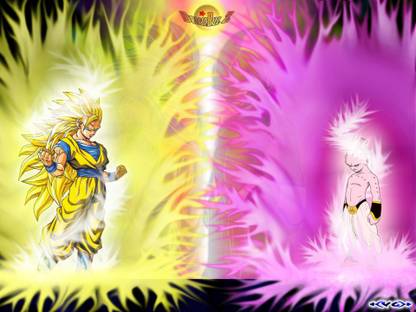 goku ssj3 vs majin buu sticker poster|dragon ball z poster|anime poster|size:12x18 inch|multicolor Paper Print