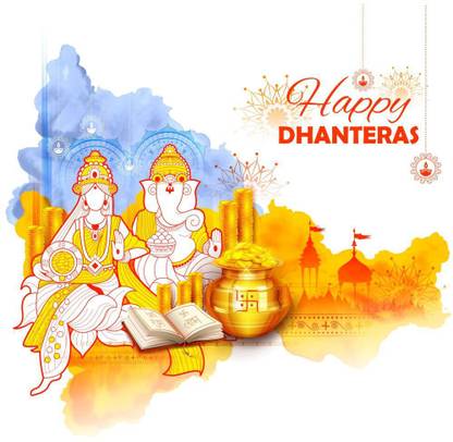 ganesha laxmi happy dhanteras M |festival poster Paper Print