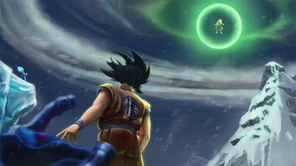KD broly and goku realisticbroly and goku realistic sticker poster|dragon ball z poster|anime poster Paper Print