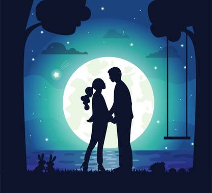 moonlight romantic |moon quotes|wall poster|romantic poster|moon poster Paper Print Paper Print