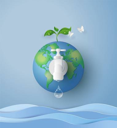 earth tap with water drop sticker poster|save water quotes Paper Print