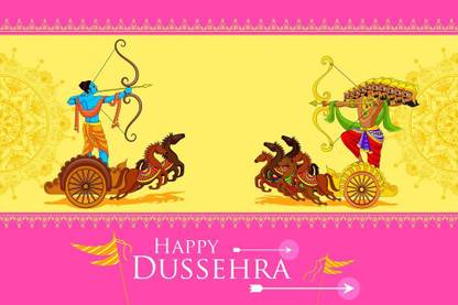 happy dussehra a |festival poster|diwali poster| Paper Print