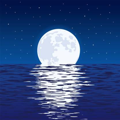 beautiful moon with star |moon quotes|wall poster|romantic poster|moon poster Paper Print Paper Print