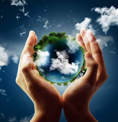 a glowing earth globe sticker poster|save water quotes|environment poster|slogans Paper Print