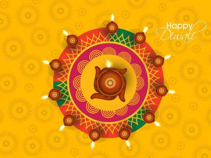 diya decoration happy diwali Paper Print