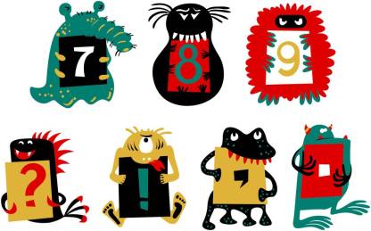 KD number chart with alien Sticker Poster|Kids learnig poster|Alphabets and Numbers posters| Paper Print