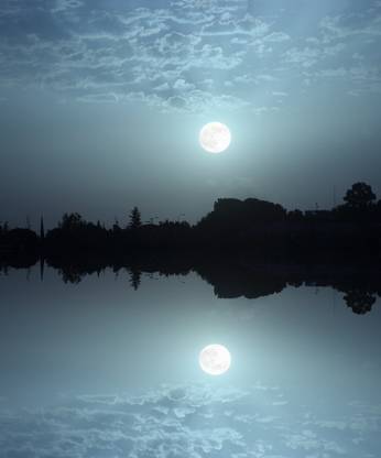 KD full moon with shiny water Poster|Night Moon Poster Paper Print