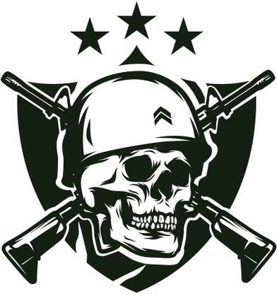 KD skull with cross gun Sticker Poster Paper Print