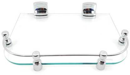 Sparkraze High Quality Small Piller Heavy Plastic Nano Brackets 12 By 9 inch Multipurpose Speaker/ Set Top Box Glass Wall Shelf Glass Wall Shelf