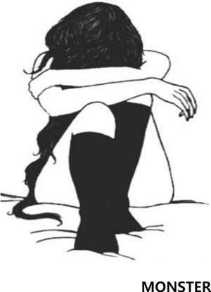 Monster SAD GIRL Men Women Waterproof Tattoo (Temporary Tattoo)